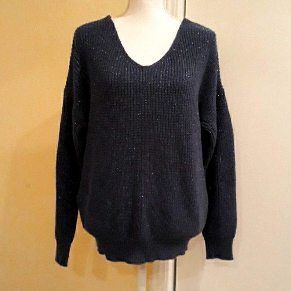 💙🧥2Bella Slate Blue With Glittery Threads Knit Sweater Size L